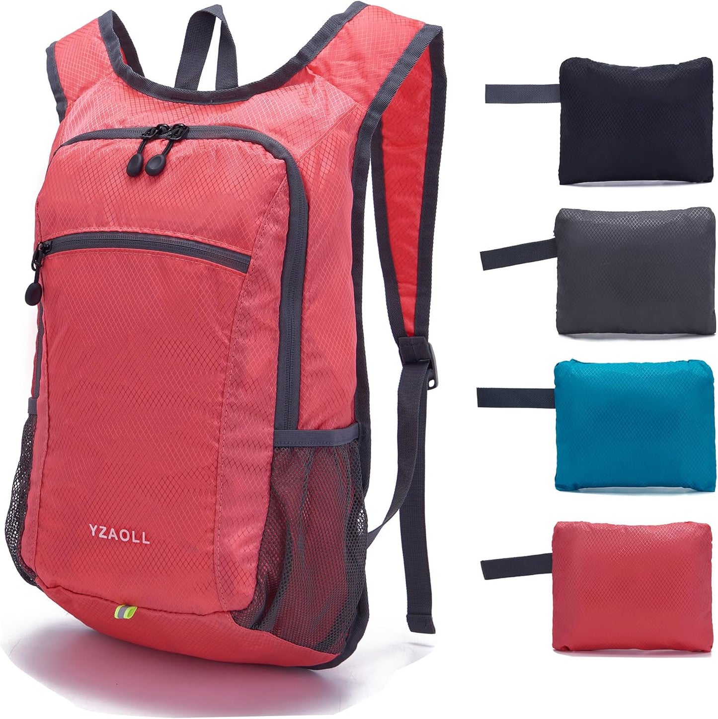 YZAOLL Small Hiking Backpack 15L Lightweight Packable Outdoor Hiking Daypacks for Women Men Travel Camping,Red