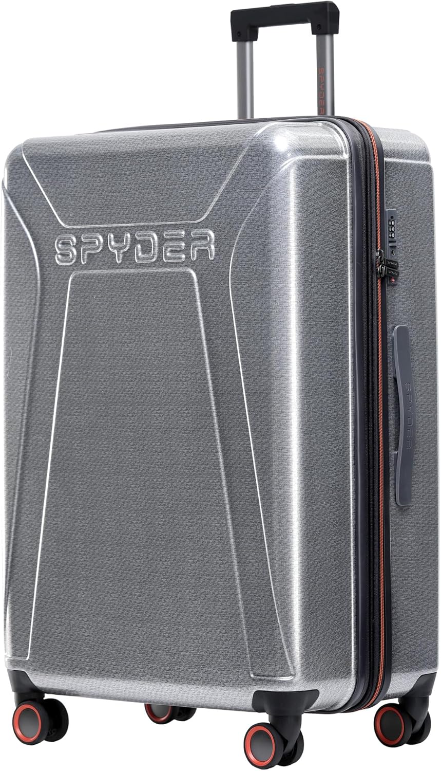 Spyder Traverse 29 Inch Large Expandable Hardside Upright Suitcase with 360° Spinner Wheels, TSA Approved Lock, Silver