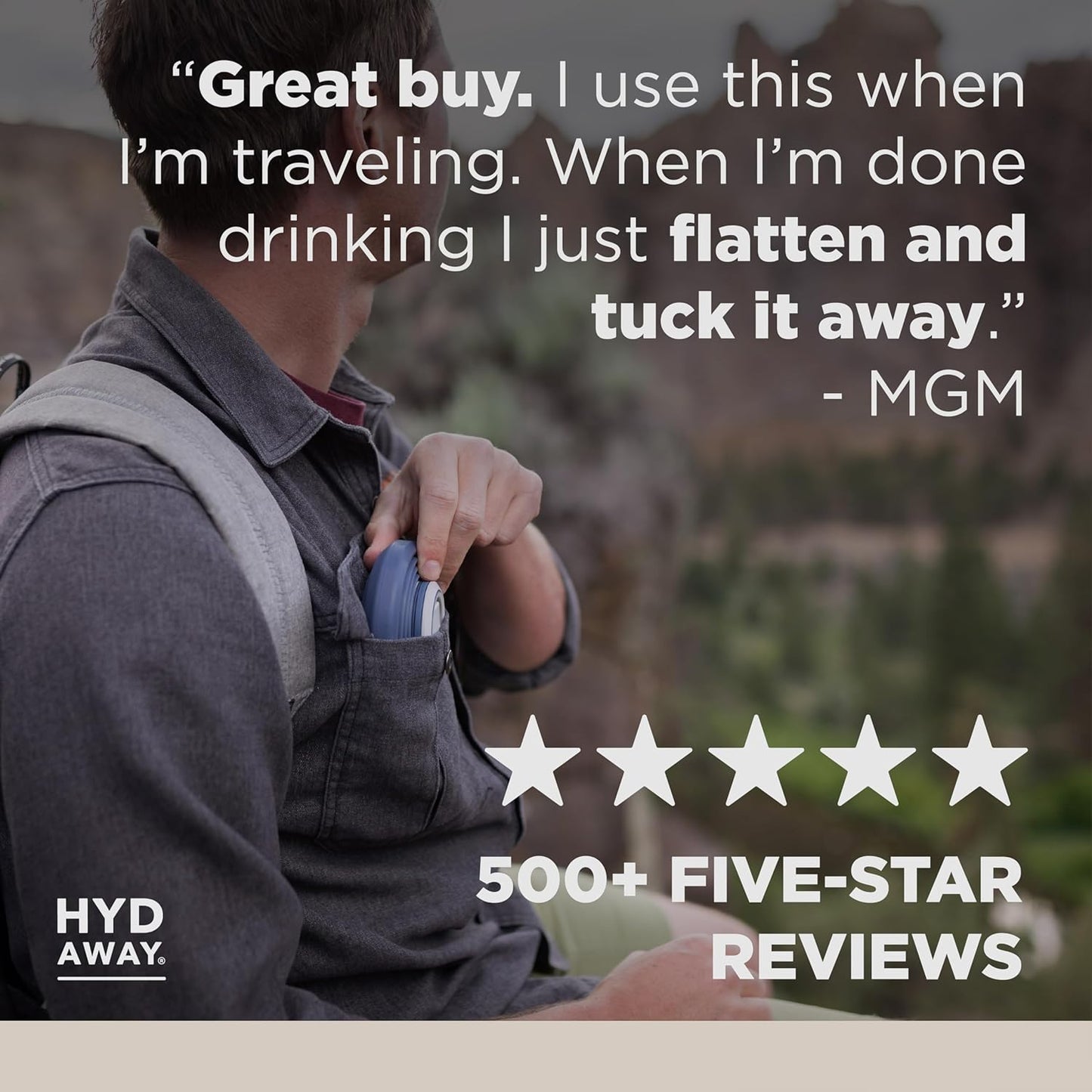 HYDAWAY 17oz Collapsible Water Bottle - BPA-Free, Leakproof, Lightweight, and Space-Saving - Perfect for Travel, Hiking, and Everyday Hydration