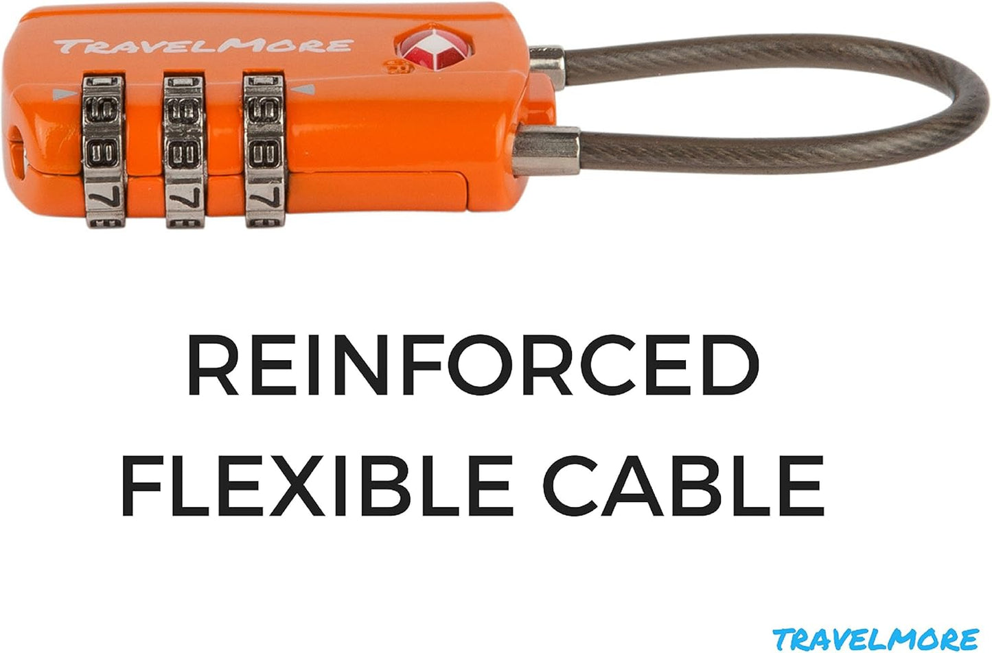 2 Pack TSA Approved Travel Combination Cable Luggage Locks for Suitcases & Backpacks - Orange