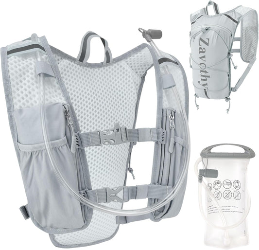 Zavothy Hydration Running Vest for Men & Women – Lightweight 1.5L Hydration Pack with Phone Pockets, Water Bottle Holders, Reflective Strips, Rain Cover – Trail Running, Cycling, Marathon