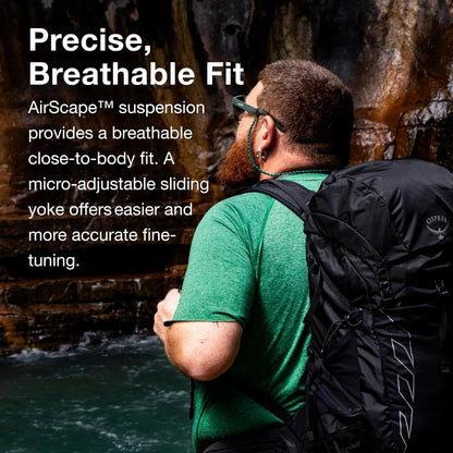 Osprey Talon 22L Men's Lightweight Hiking Backpack with Hipbelt, Black/Coal Grey, Extended Fit