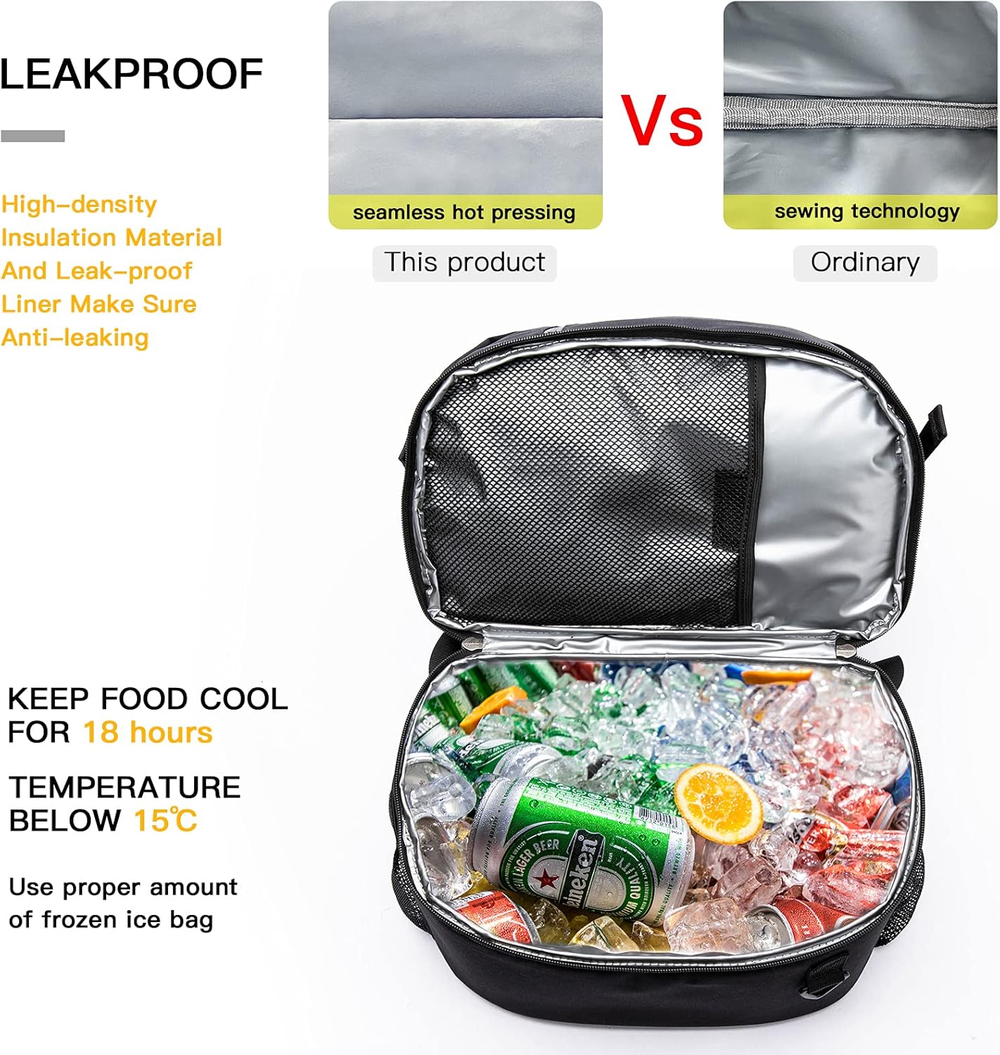 TUGUAN Insulated Cooler Backpack 38 Cans Double Deck Leakproof Lightweight Soft Lunch Backpack Small Cooler Bag Beach Picnic