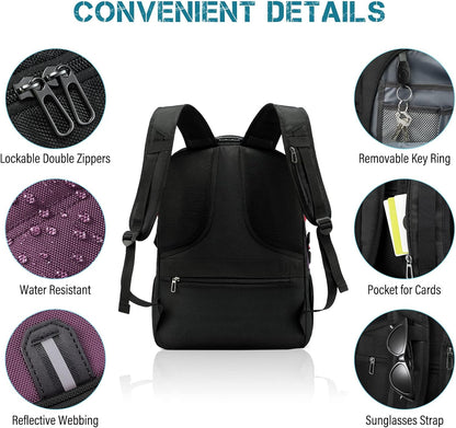 LOVEVOOK Travel Laptop Backpack Waterproof Anti Theft Backpack with Lock and USB Charging Port Large Computer Business Backpack for Men Women College Backpack(17 inch,Black&Purple)