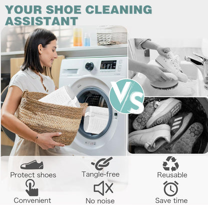 Shoe Washing Machine Bag,Laundry Shoe Bag for Washer and Dryer,Reusable Shoe Cleaning Bag for Sneakers,Tennis Shoes,With Self-locking Zipper, Microfiber Inside,Include Shoes Storage Bag (White(2PC))