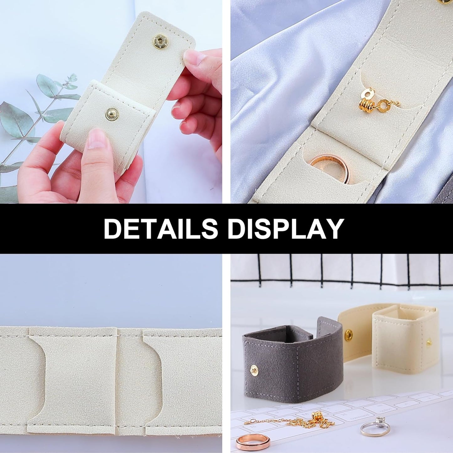 3 PCS Mini Travel Jewelry Organizer Bag - Tinycious Foldable Portable Case with Buckle, Auxiliary Jewelry Storage for Travel