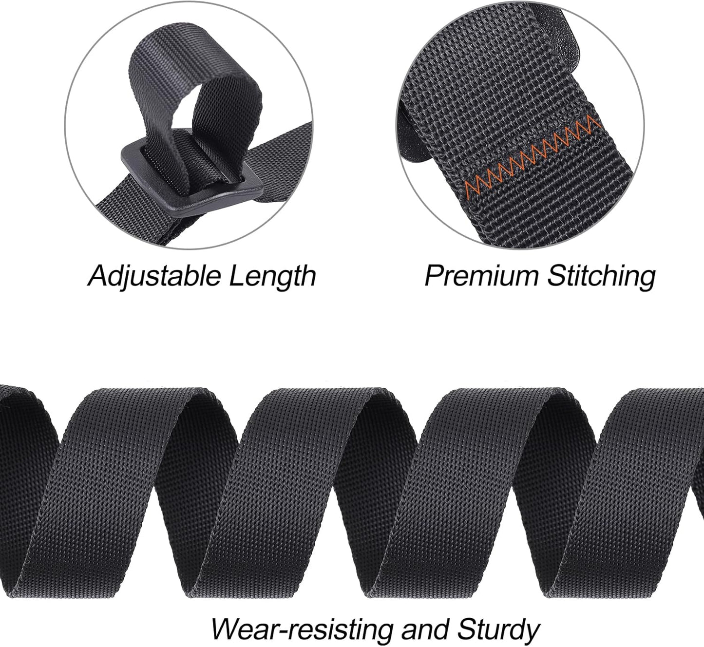 Buckle Straps with Clips, Adjustable Nylon Straps with Buckle, 4 Pack (Black-Metal, 4‘x0.75“)