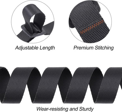 Buckle Straps with Metal Clips, Adjustable Nylon Straps with Buckles, Black 4 Pack (Black-Metal Buckle, 6’x1)