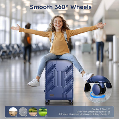 ALPHA CAMP 20-inch Carry On Luggage Airline Approved - PC+ABS Lightweight Suitcase with Built-in TSA Lock，Hard-shell Durable Rolling Luggage with USB Port