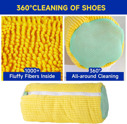 2 Packs Shoe Washing Machine Bag,Laundry Shoe Bag for Washing Machine and Dryer, 360°All-Around Cleaning Sneakers,Top Hidden Zipper,Reusable Sneaker Washing Machine Bag For All Shoe Types (Yellow)