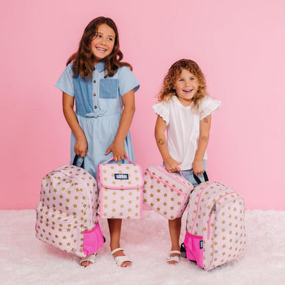 Wildkin Kids Insulated Lunch Box – Durable and Reusable for School & Travel - Pink and Gold Stars
