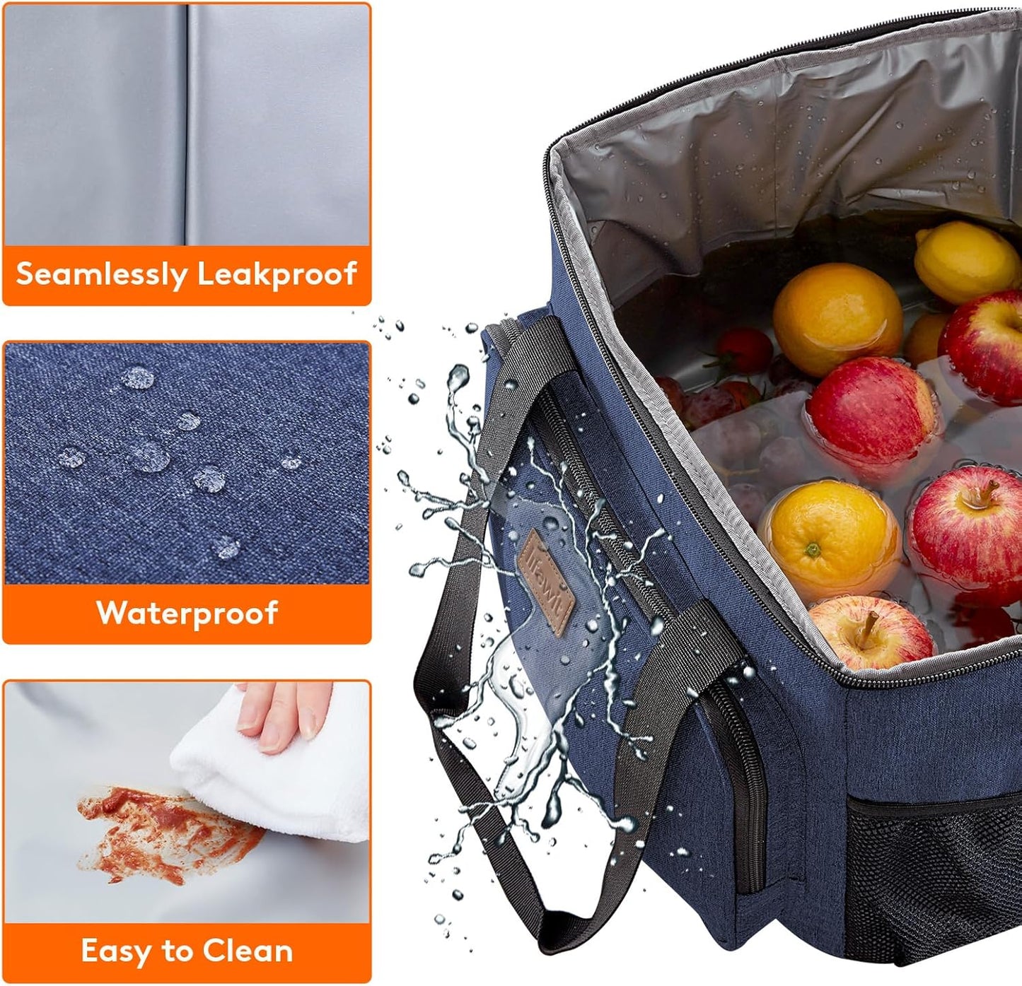 Lifewit Large Lunch Bag Insulated Lunch Box Soft Cooler Cooling Tote for Adult Men Women, Dark Blue 40-Can (24L)