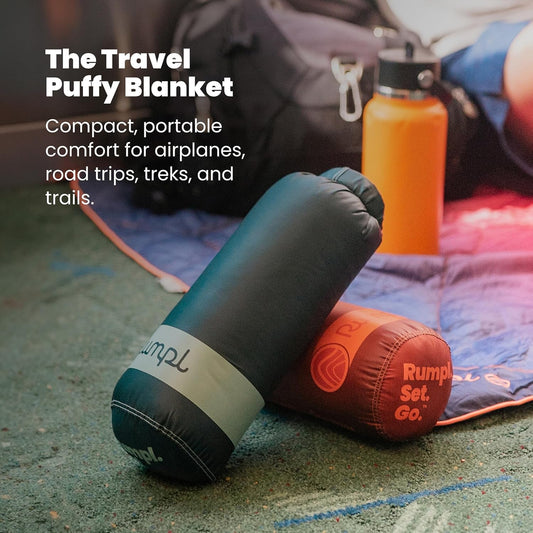 Rumpl Travel Puffy Blanket, Ultra-Packable Travel-Size Warmth and Comfort, Plum