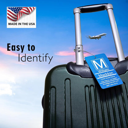 Luggage Tags for Suitcase - Personalized Engraved Metal Tag for Cruise Travel - Custom Name Tags Suitable for Bags and Backpacks Oranges No Underline (2x3.5 inch)