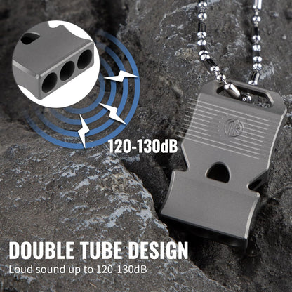 TACRAY Titanium Emergency Survival Whistle, Portable Necklace Whistle, Loud Whistle up to 120~130db, Good for Life Saving, Hiking, Camping, and Pet Training