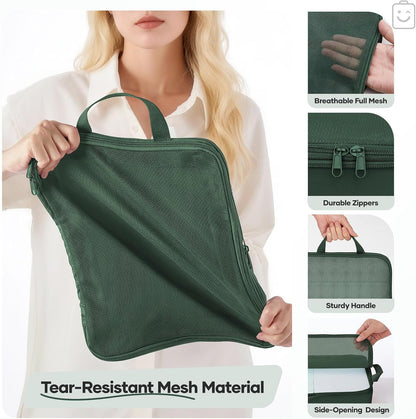 Veken 9/11 Set Compression Packing Cubes for Travel Essentials,Compressible Expandable Large Luggage Suitcase Organizer Bags for Clothing,Durable Space Saver Storage Bags(Dark Green)