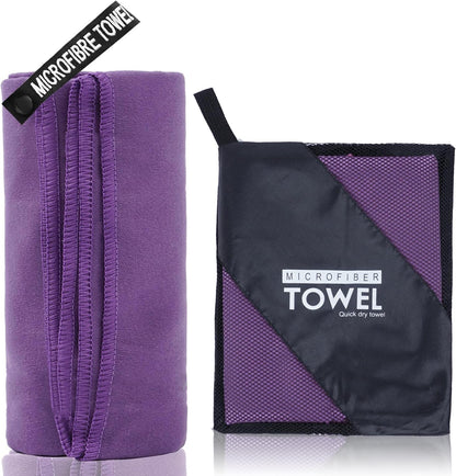 Microfiber Travel Towel, Soft Lightweight Quick Dry Towel, Super Absorbent Compact Travel & Sports & Beach Towels for Camping, Backpack, Gym, Swimming, Yoga, Hiking (M:20"×40" -Purple)