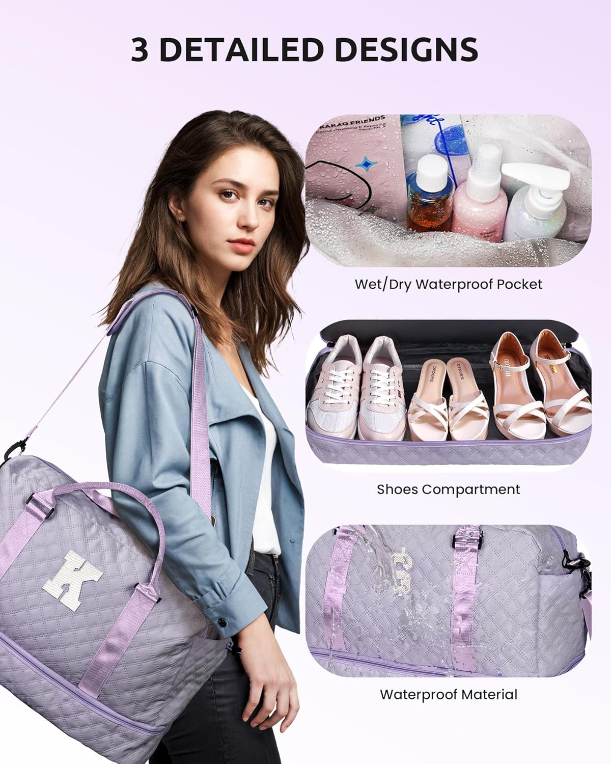 College Roommate Gifts, Teen Girls Gift Ideas-Girl Initial Travel Bags with Shoe Compartment, Personalized Weekender Bag, Overnight Bag for Women, Travel Bag with Makeup Bag (Letter Y)