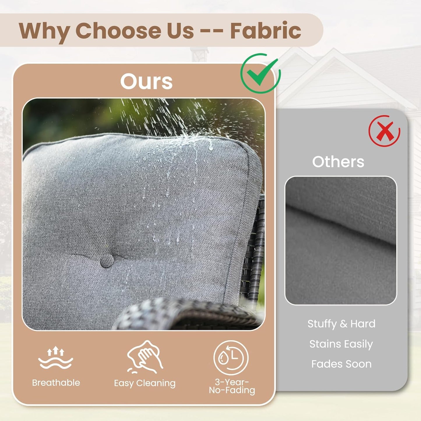 HOOOWOOO Patio Furniture Set,8 Pieces Outdoor Conversation Set,All Weather Wicker Loveseat Sofa Set with High Back Swivel Rocking Chairs Tables,Dark Gray