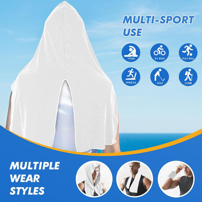 Cooling Hoodie Towels for Neck and Face, UPF 50 Sun Protection & Instant Cooling, Ice Towels for Hot Weather, Soft Breathable Towel for Sport, Work Out, Gym, Camping & More Activities