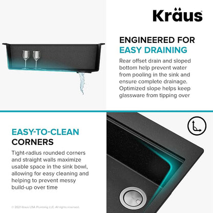 KRAUS Bellucci Workstation 33 in. Drop In Single Bowl Granite Kitchen Sink in - Image 10