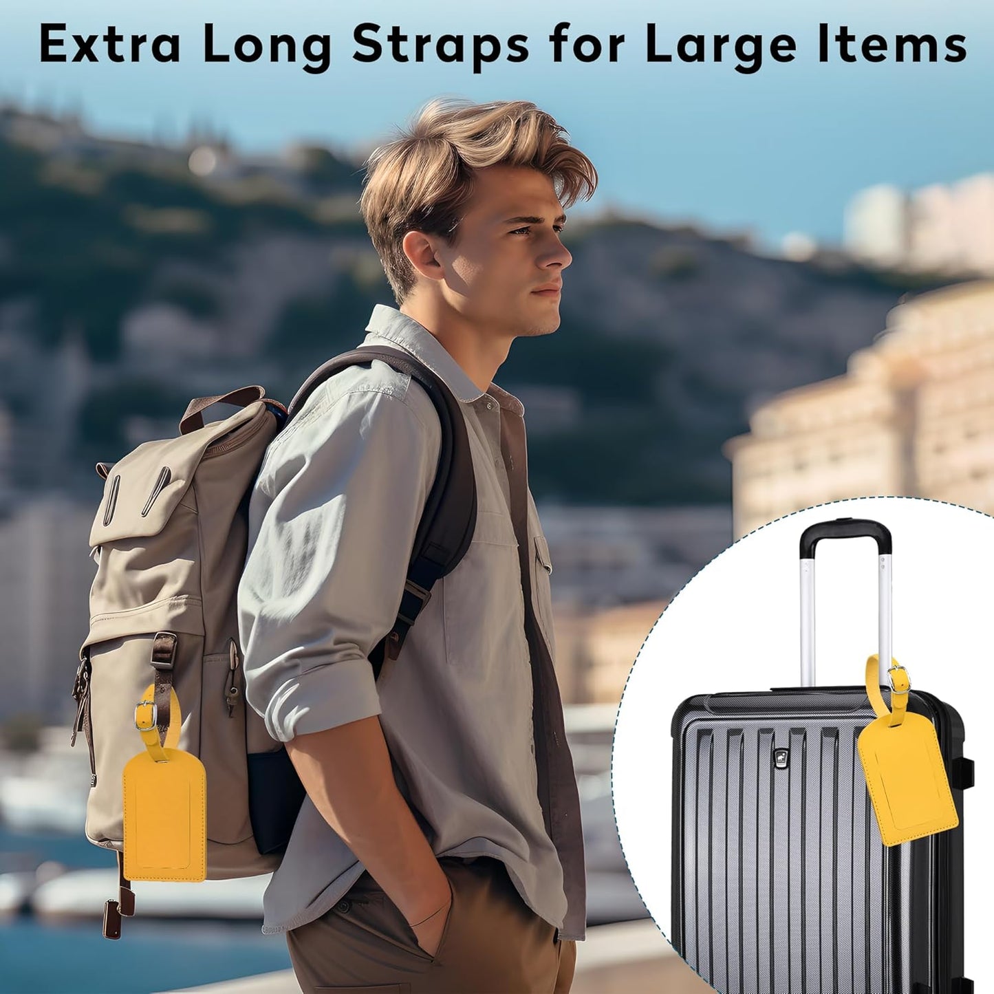 Luggage Tags for Suitcase Travel Bag Labels Privacy Protection Luggage Tag for Baggage PVC Baggage ID Label Tags Yellow