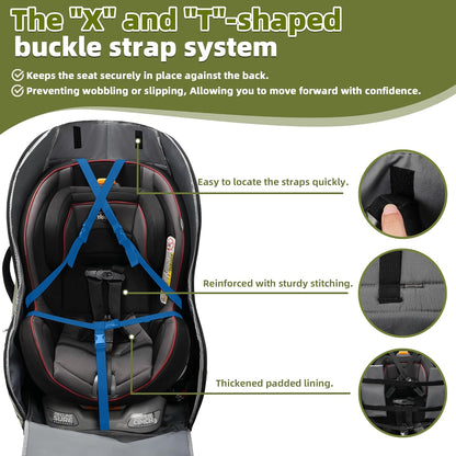 Padded Car Seat Travel Bag for Airplane – Waterproof Heavy Duty Carseat Backpack for Airport – Fits Infant, Convertible & Booster Seats – Airline Approved Travel Car Seat Cover