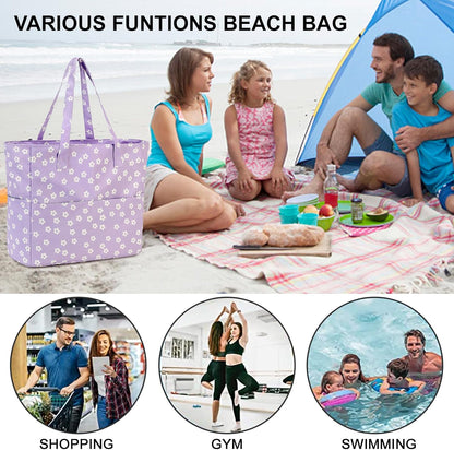 Waterproof Beach Tote Pool Bags for Women Ladies Extra Large Gym Tote Carry On Bag With Wet Compartment for Weekender Travel
