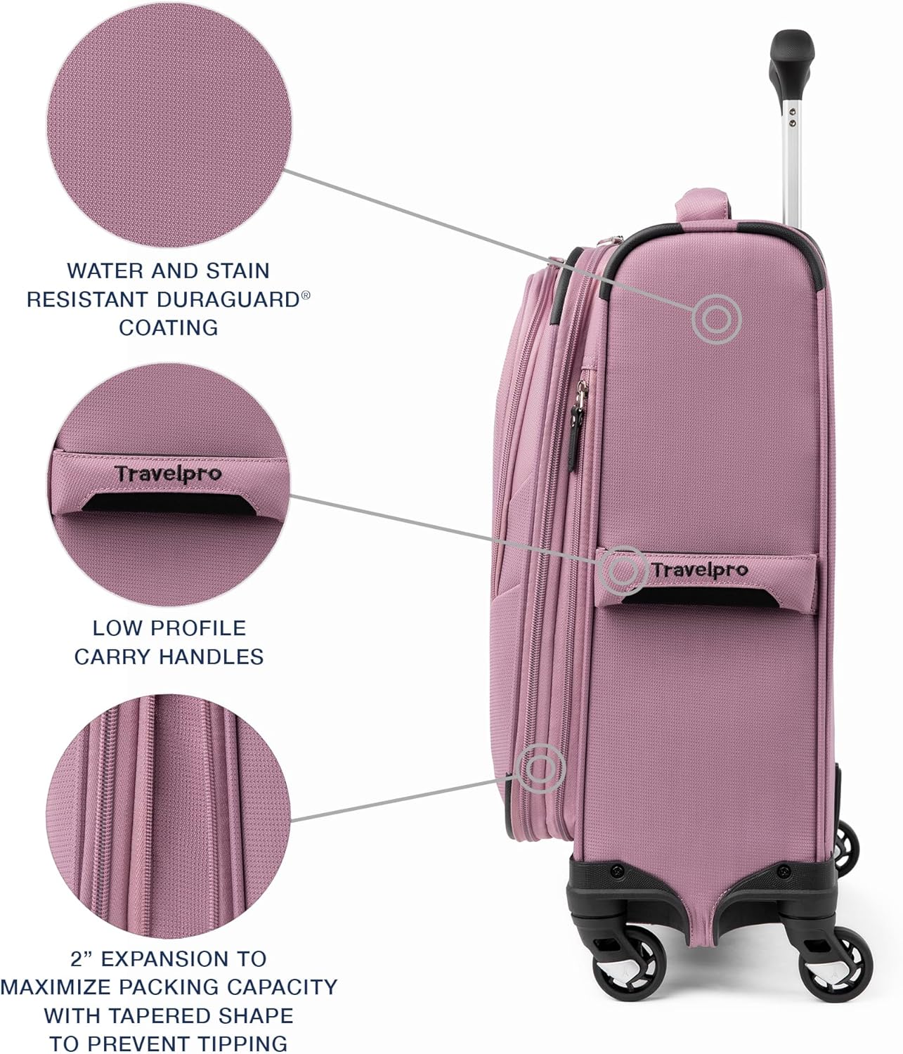 Travelpro Maxlite 5 Softside Expandable Carry-On Luggage with Spinner Wheels, Lightweight, 19-Inch — Orchid Pink Purple