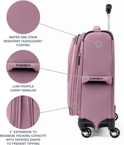 Travelpro Maxlite 5 Softside Expandable Carry-On Luggage with Spinner Wheels, Lightweight, 19-Inch — Orchid Pink Purple