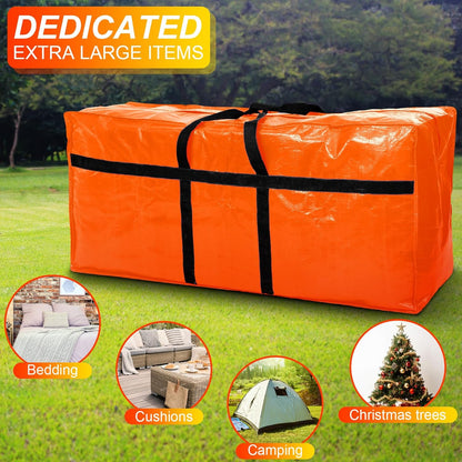 4 Pcs 66 Gallon Large Moving Bags with Zipper and Handles Foldable Storage Duffle Bags Heavy Duty Extra Large Totes for College Dorm Travel Clothes Blankets Bedding Moving (Orange)