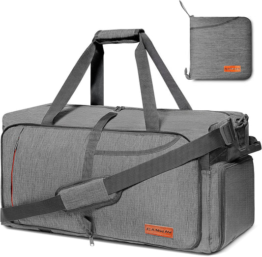 Canway 85L Travel Duffel Bag, Foldable Weekender Bag with Shoes Compartment for Men Women Water-proof & Tear Resistant
