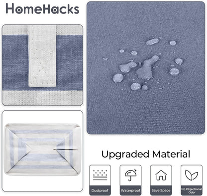 HomeHacks 2 Pack Large Laundry Baskets, Waterproof, Freestanding Laundry Hampers, Collapsible Clothes Hamper with Reinforced Handles in Laundry, College Dorm, Bathroom, Bedroom (Blue+Pink, 75Lx2)