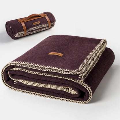 100% Wool Blanket, 48" x 62", Warm, Thick, Washable, Military Wool Blanket, Great for Camping, Outdoors, Sporting Events, Survival Kits, Plum