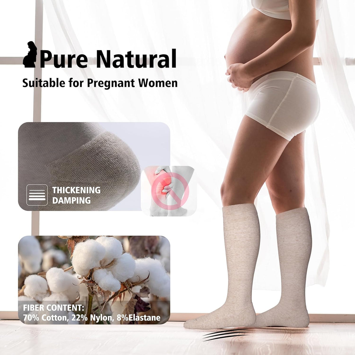 LEVSOX Thick Cotton Compression Socks for Women&Men 20-30mmHg Knee High Cute Support Sock for Nurses, Pregnancy, Travel