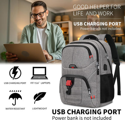 Grey Backpack for Men Women, School Backpack for Boys Girls Teens, Backpacks for School, College Back Pack, Book Bag, Water Resistant Bookbag, Business Work Travel mochilas para hombres