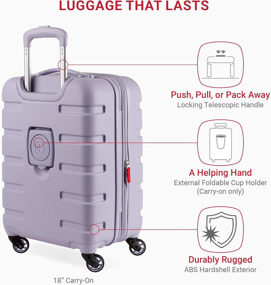 SwissGear 7366 Hardside Expandable Luggage with Spinner Wheels, Evening Haze, 3-Piece Set (19/23/27)