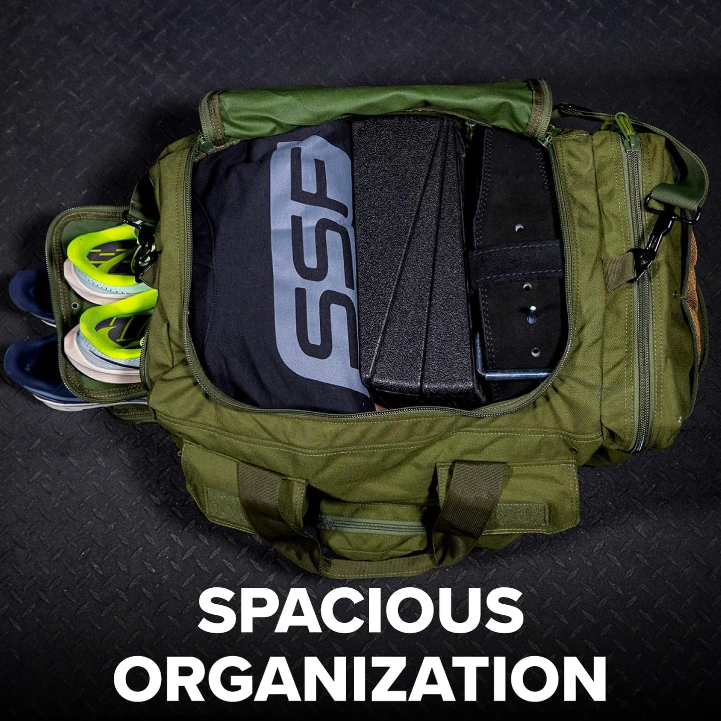 Serious Steel Fitness Heavy Duty 1000D Nylon Duffel Gym Bag (Green - Big Bud)