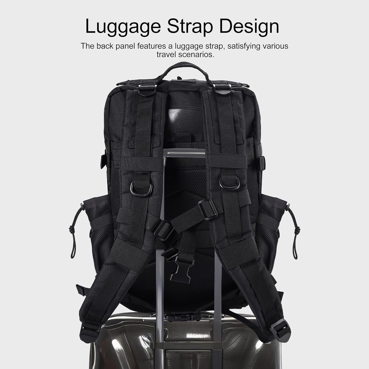 LHI Military Tactical Backpack for Men and Women 45L Army 3 Days Assault Pack Bag Large Rucksack with Shoe Compartment