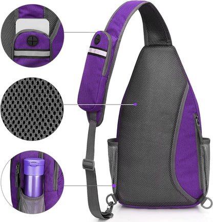 G4Free Sling Bag RFID Blocking Sling Backpack Crossbody Chest Bag Daypack for Hiking Travel(Purple)