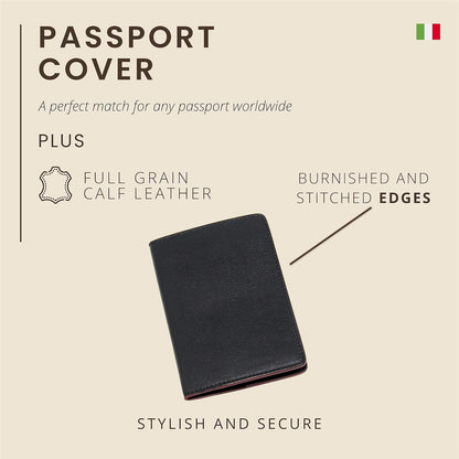 Maruse Italian Leather Passport Cover for Men and Women, Handmade in Italy
