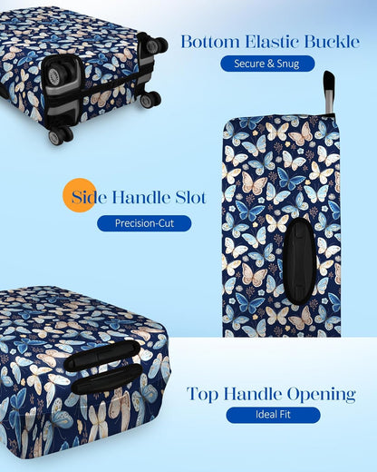 Slohif Luggage Cover for Suitcase Tsa Approved Protector - Luggage Sleeve Large Suit Case Cover Travel Stretch Baggage Case Protective Washable Fit 18-20 Inch Blue Butterfly XS