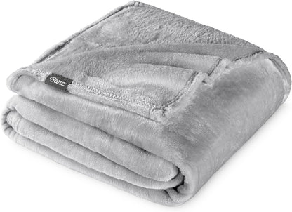 Bare Home Fleece Blanket - Full/Queen - Ultra-Soft Lightweight for Bed, Sofa, and Couch - Luxury Microplush - Cozy Warm Blanket (Full/Queen, Light Grey)