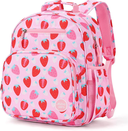 mibasies Girls Backpack 5-8: Lightweight Kids Backpacks for Girls - Girl Bookbag for Elementary School - Assorted Strawberry Pink
