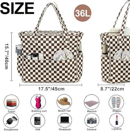 Waterproof Beach Tote Pool Bags for Women Ladies Extra Large Gym Tote Carry On Bag With Wet Compartment for Weekender Travel