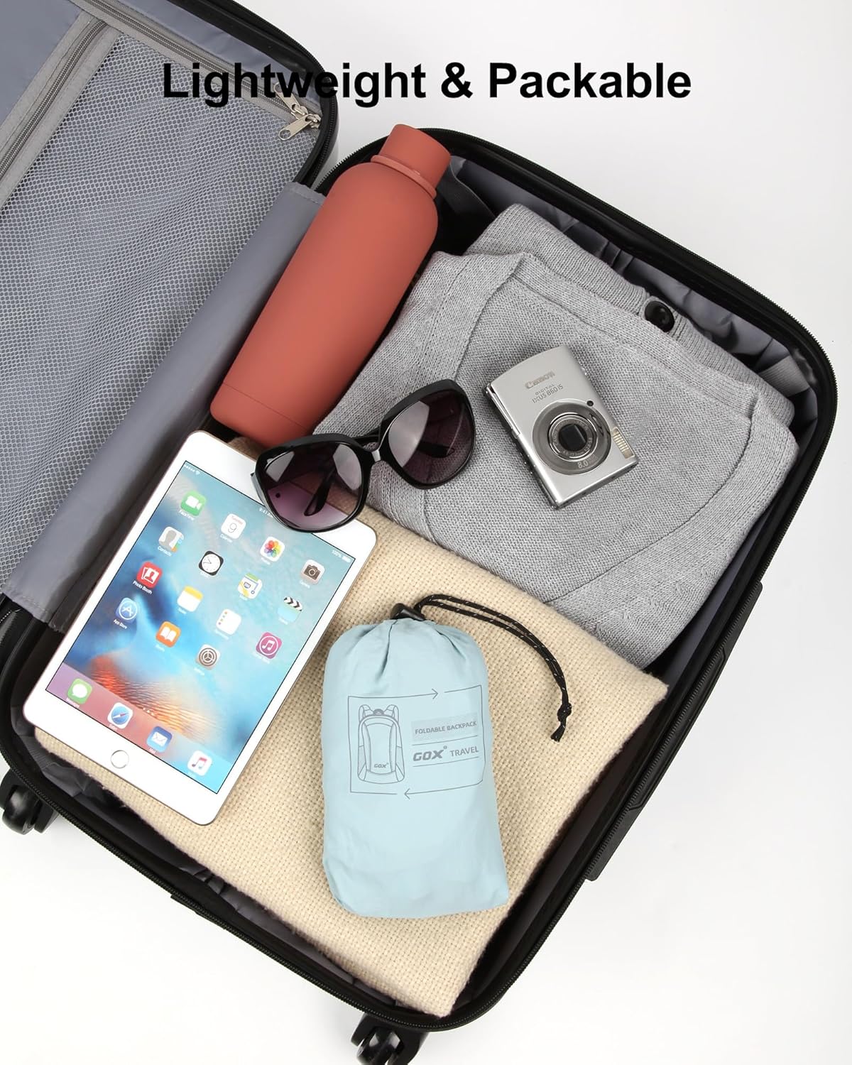 GOX Foldable 20l Backpack For Travel Lightweight Hiking Packable Daypack for Men Travel Camping Outdoor Bag Women (Sky Blue)