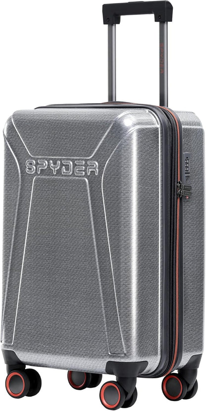 Spyder Traverse 20 Inch Carry On Expandable Hardside Upright Suitcase with 360° Spinner Wheels, TSA Approved Lock, Silver