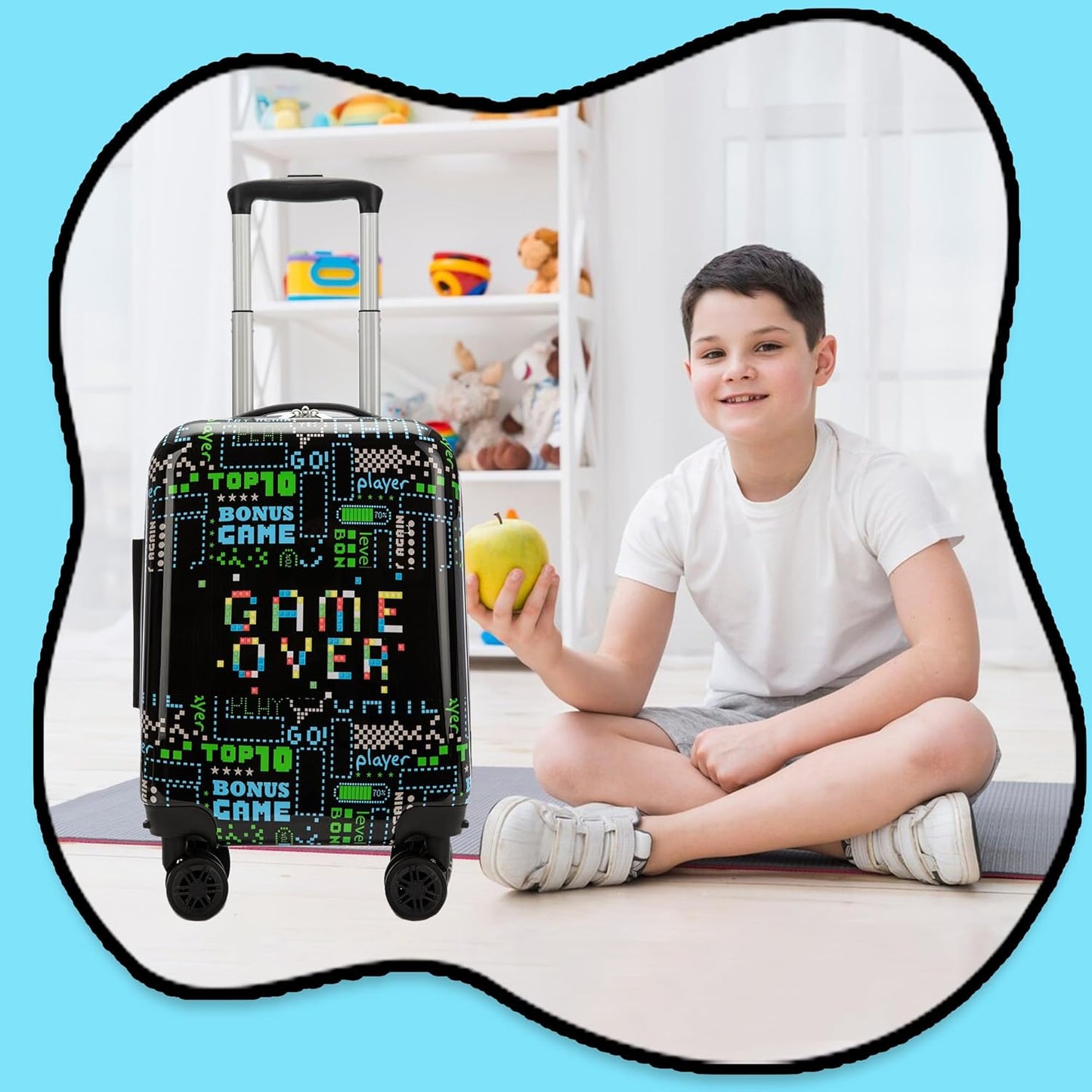 Suitcase for Kids 16inch Car Luggage Set for Boys Travel Suitcase Hard Shell Luggage Sets with Spinner Wheels Carry on Luggage Airline Approved