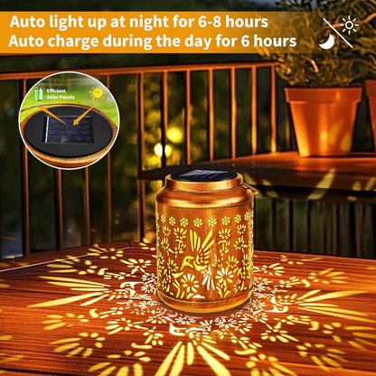 Brizled Hummingbird Solar Lanterns, 2 Pack Outdoor Lanterns Christmas Birthday Gift for Women Mom Grandma, Hummingbird Hanging Garden Lantern, Waterproof Solar Lights for Table Garden Patio Path Porch