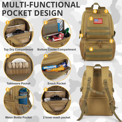 Tactical Double Deck Cooler Backpack for Men,Large Lunch Backpack with 2 Compartment,Soft Cooler Bag